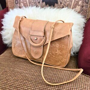 Authentic il Bisonte Leather Crossbody Bag RARE VTG Wanny Designer Bison Logo